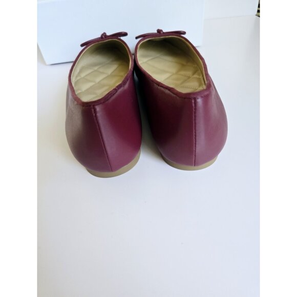 MICHAEL Michael Kors Nori Leather Burgundy Red Bow Slip On Ballet Flat Shoes 6 - Picture 10 of 11